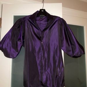 Ralph Lauren elegant pure silk taffeta shirt with puffy sleeves